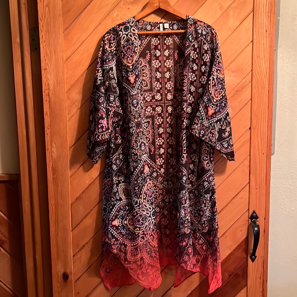 Sheer floral kimono